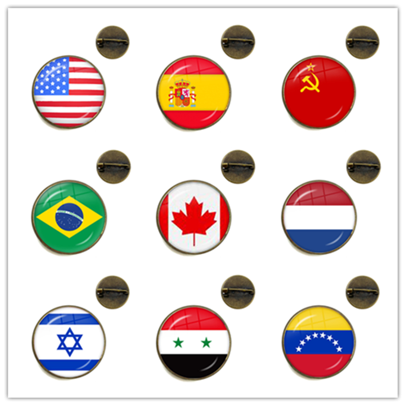Embroidery Australia - Soviet Union,Brazil,Canada,Netherlands,Israel,Syria,Venezuela,United States,Spain National Flag Brooch