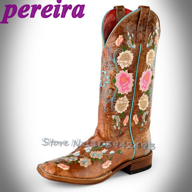 Embroidery Garden - Embroidered Flower Boots Rose Garden Botas