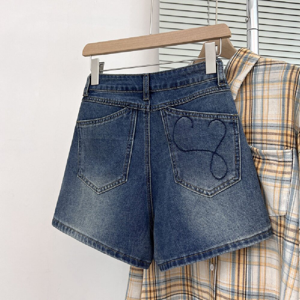 Embroidery Jeans - Vintage Embroidered Denim Shorts Women 2026