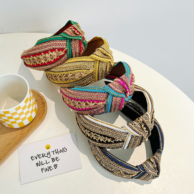 Embroidery Knot - Women Girls Vintage Bohemian Embroidery Gold