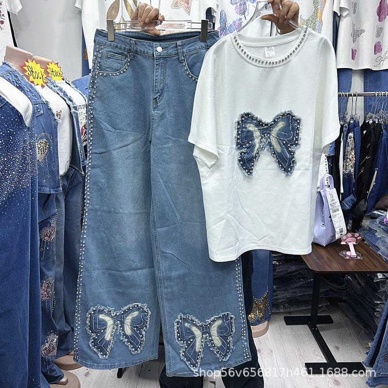 Embroidery Jeans - New Spring Summer Loose Women Two-piece