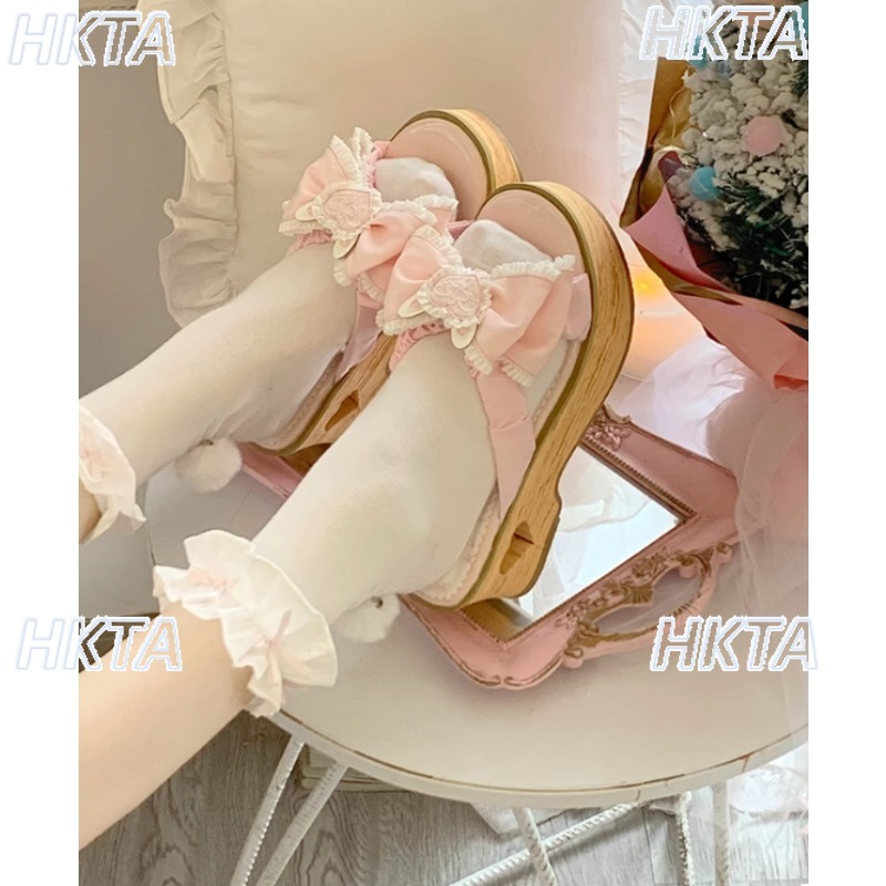 Embroidery Knot - Japanese Lolita Shoes Female Casual Platform