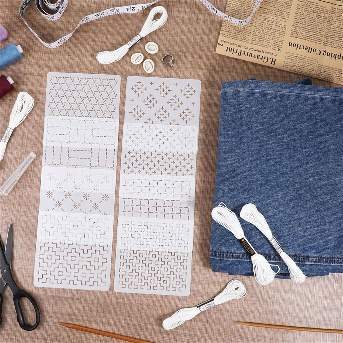 Embroidery X Pattern - AT16 24Pcs Plastic -Stencil Kit 4.7