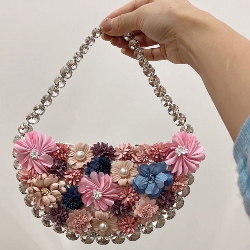 Embroidery Ribbon - Crystal Shiny Rhinestones Diamond Women's Handbag