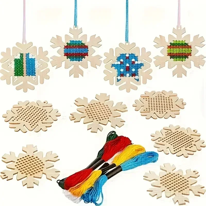 Embroidery Xmas Ornaments - 12Set Cross Stitch Hanging Pendant Gingerbread