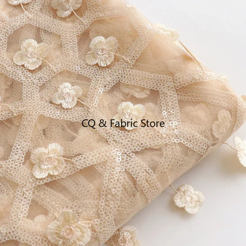 Embroidery Design 3D - Apricot 3D Small Floral Embroidery, Sequin