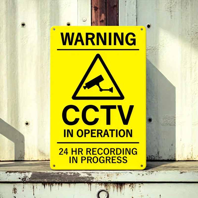 Embroidery Studio - Vintage Style Metal CCTV Warning Sign