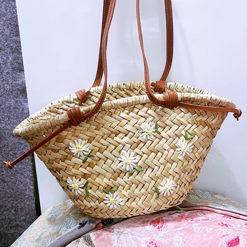 Casual Natural Straw Shoulder  - Embroidery Bali review and price