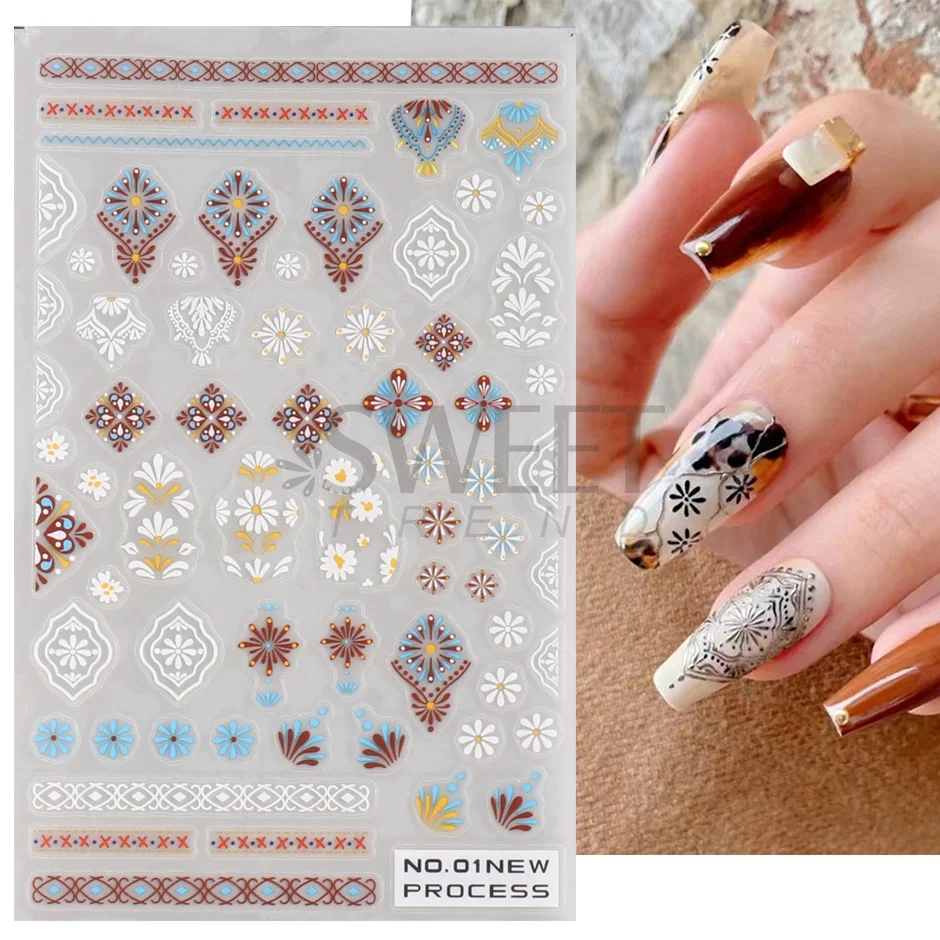 3D Bohemian Matte New Nail Sti - Embroidery Design 3D review and price