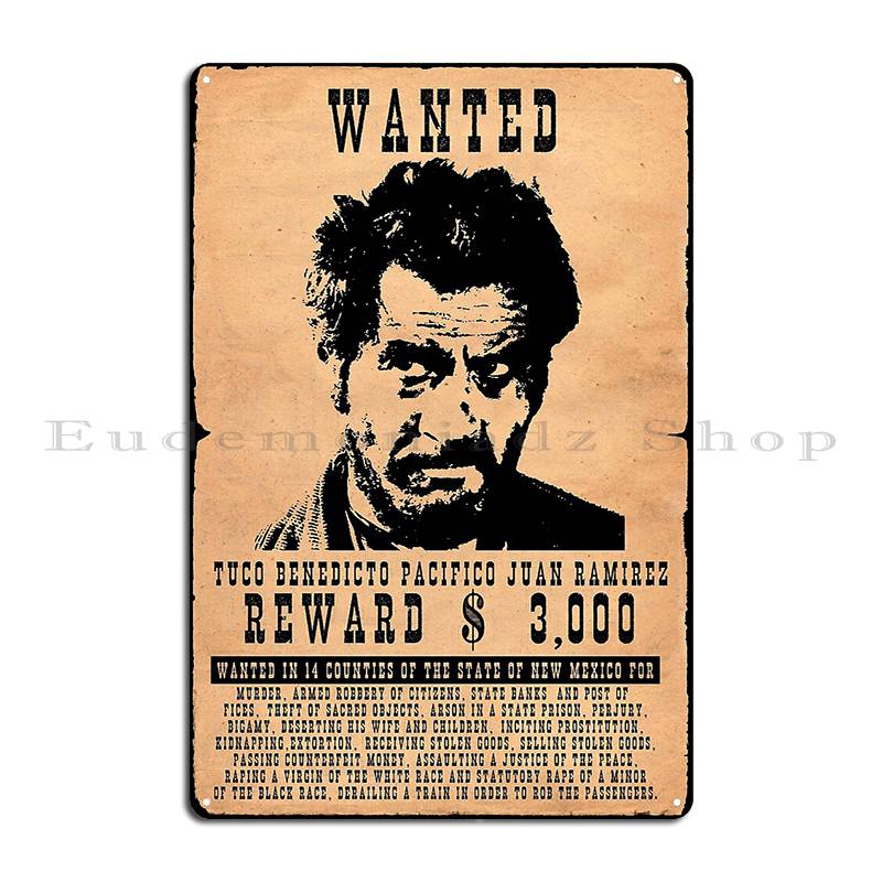 Wanted Tuco Ramirez Metal Sign - Embroidery Studio review and price