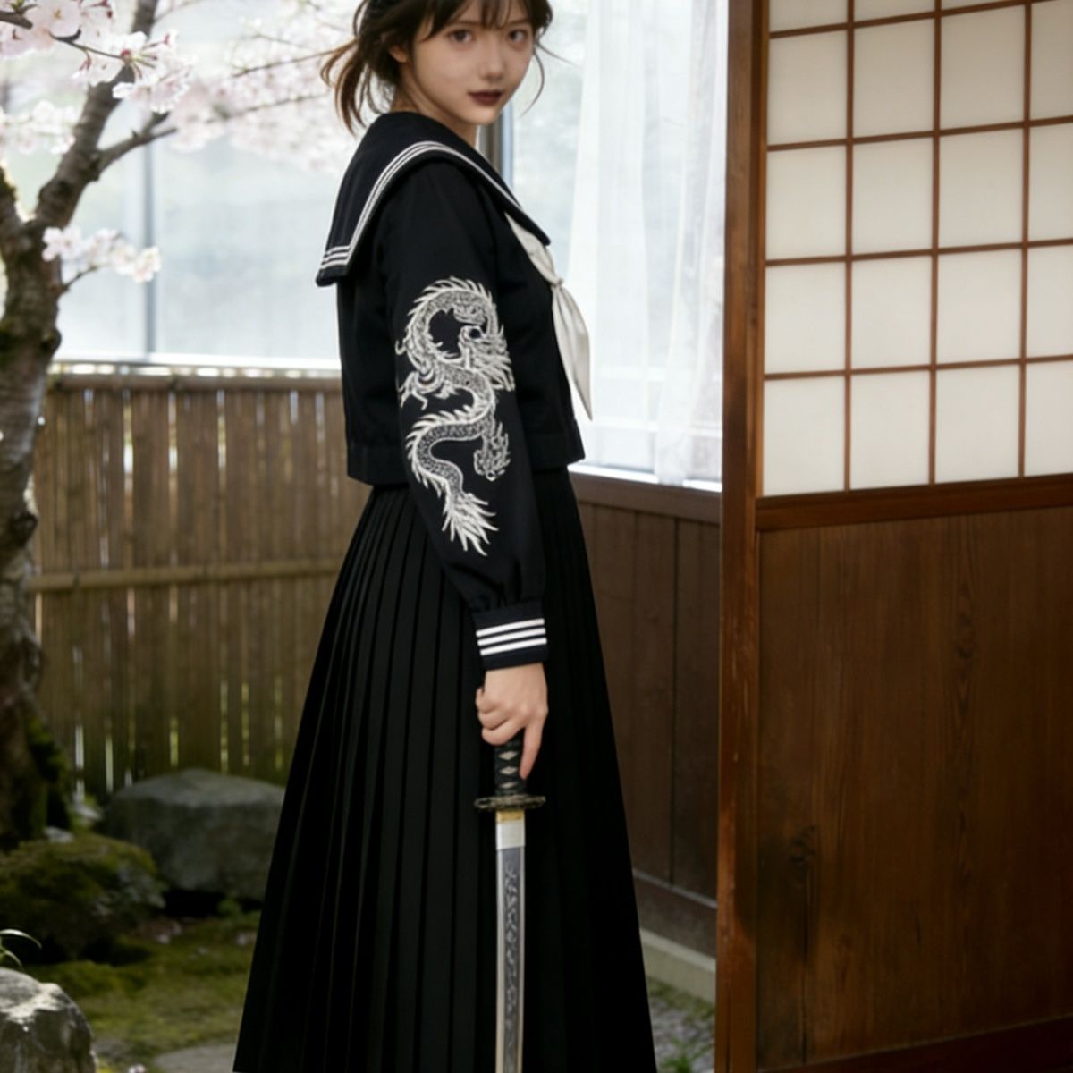 Japanese Dark Goth Punk Sailor - Embroidery Uniform review and price