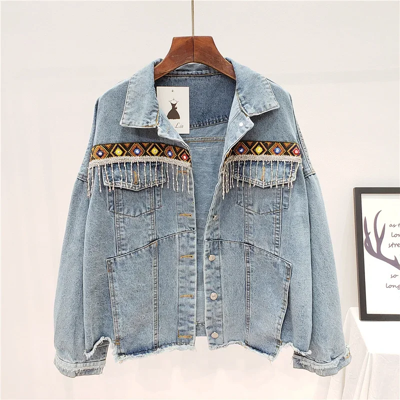 Embroidery Tassel Denim Jacket - Embroidery Jeans review and price