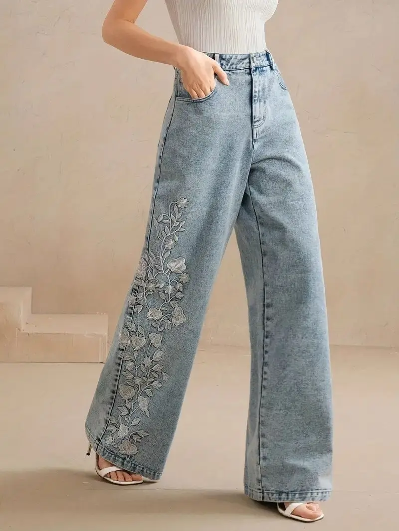 Women's Plus Size Y2K Straight - Embroidery Jeans review and price