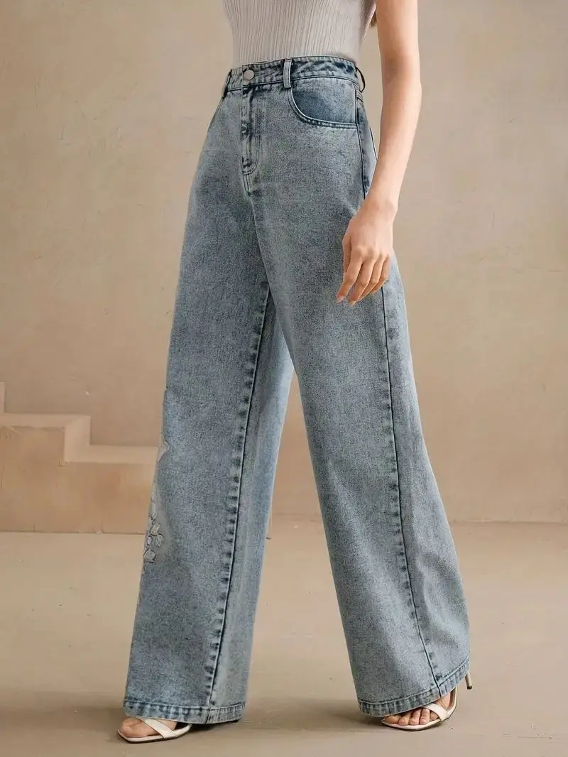 Women's Plus Size Y2K Straight - Embroidery Jeans review and price