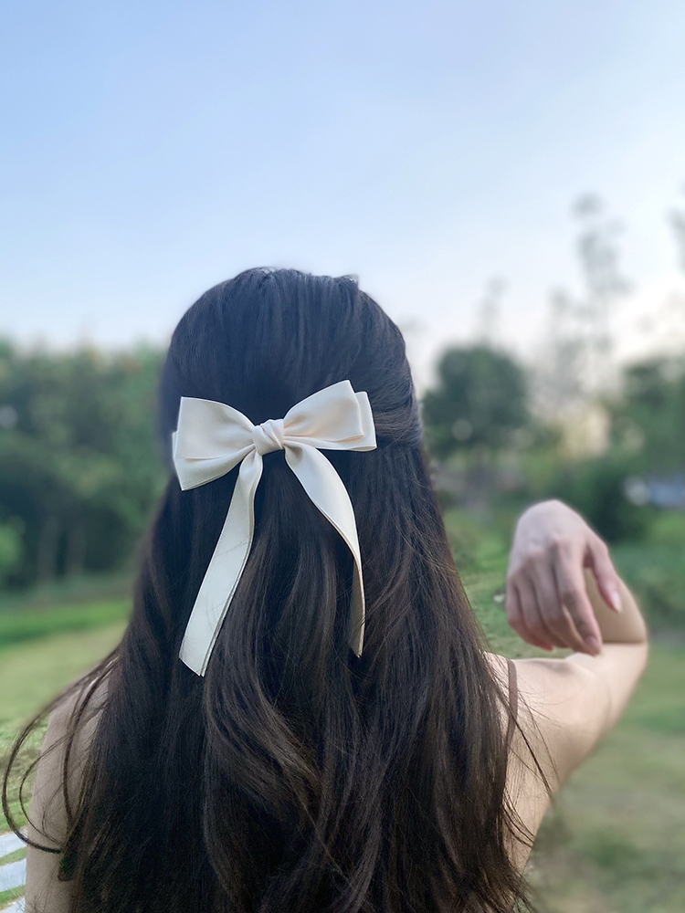 Korea Elegant Long Ribbon Bow  - Embroidery Knot review and price