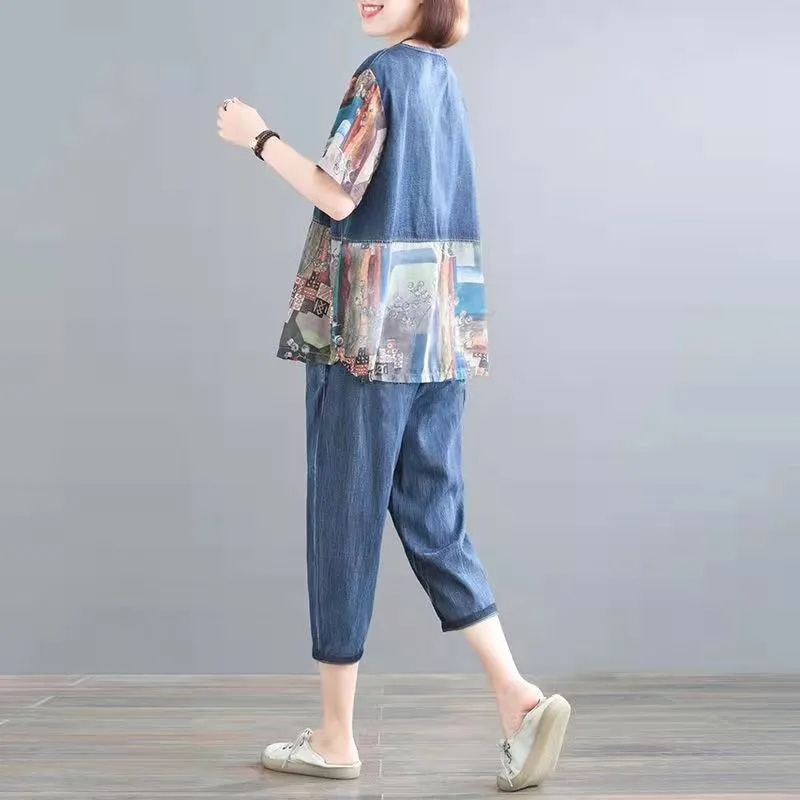 5XL Summer Women's Jeans Sets  - Embroidery Jeans review and price