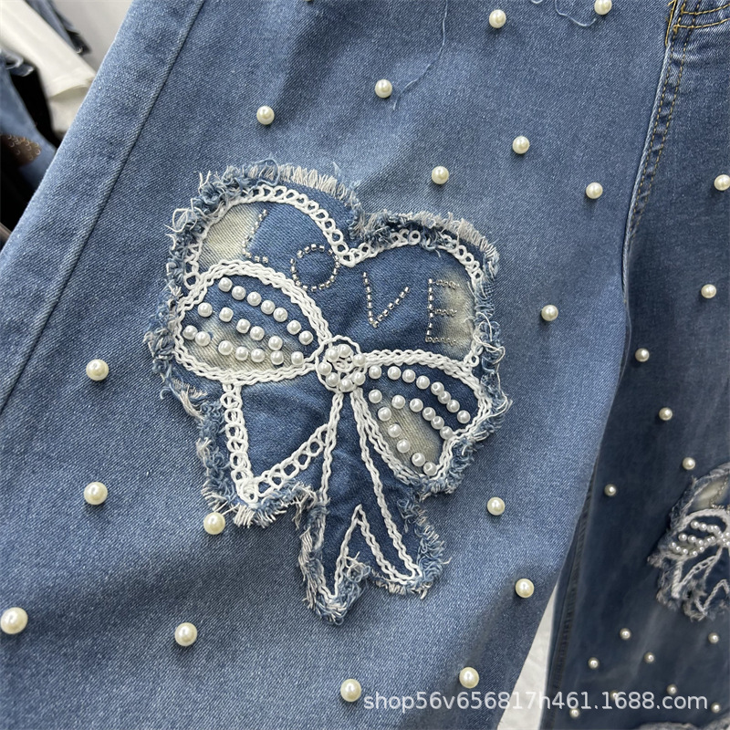 New Spring Summer Women Two-pi - Embroidery Jeans review and price