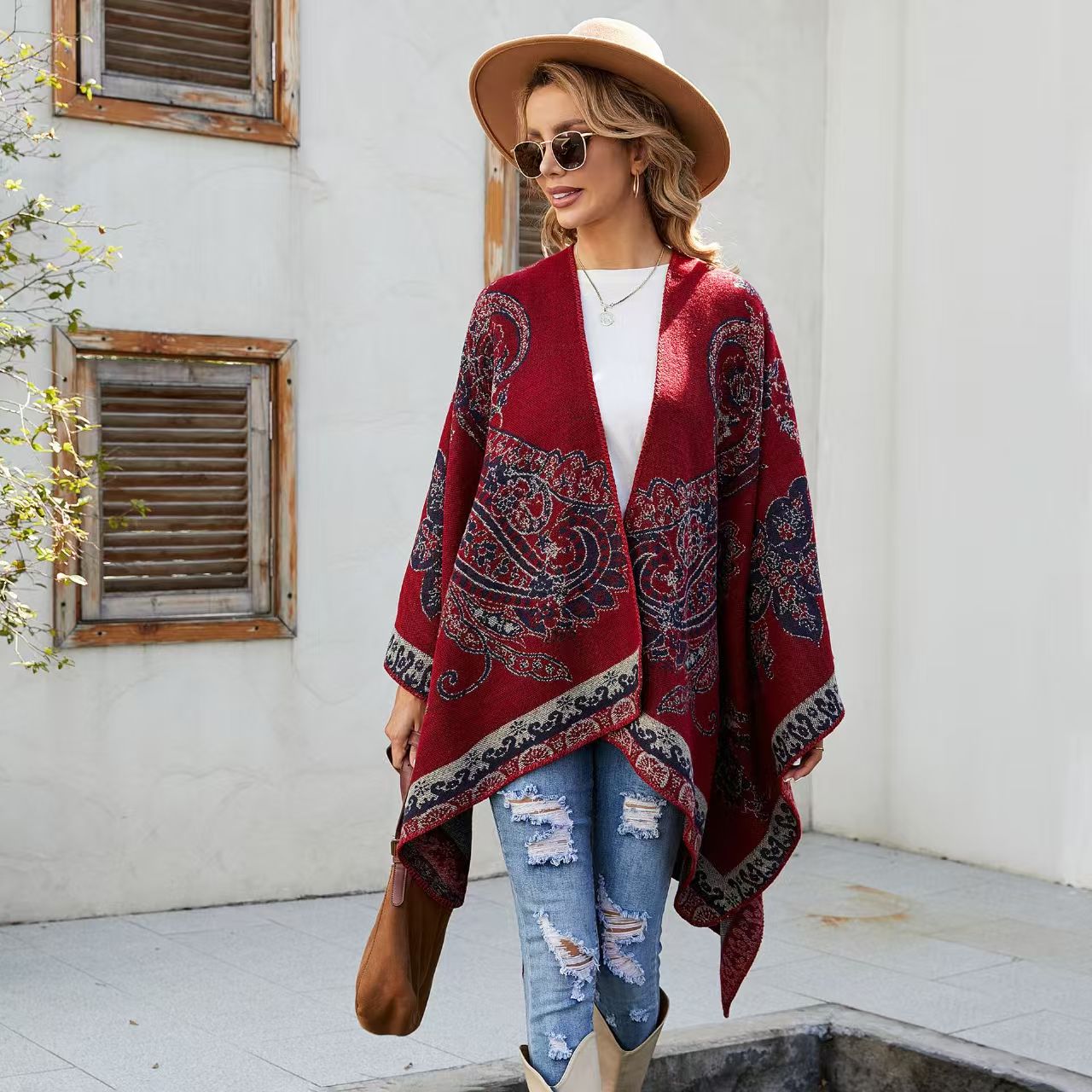 Patterned Faux Cashmere Warm S - Embroidery X Pattern review and price
