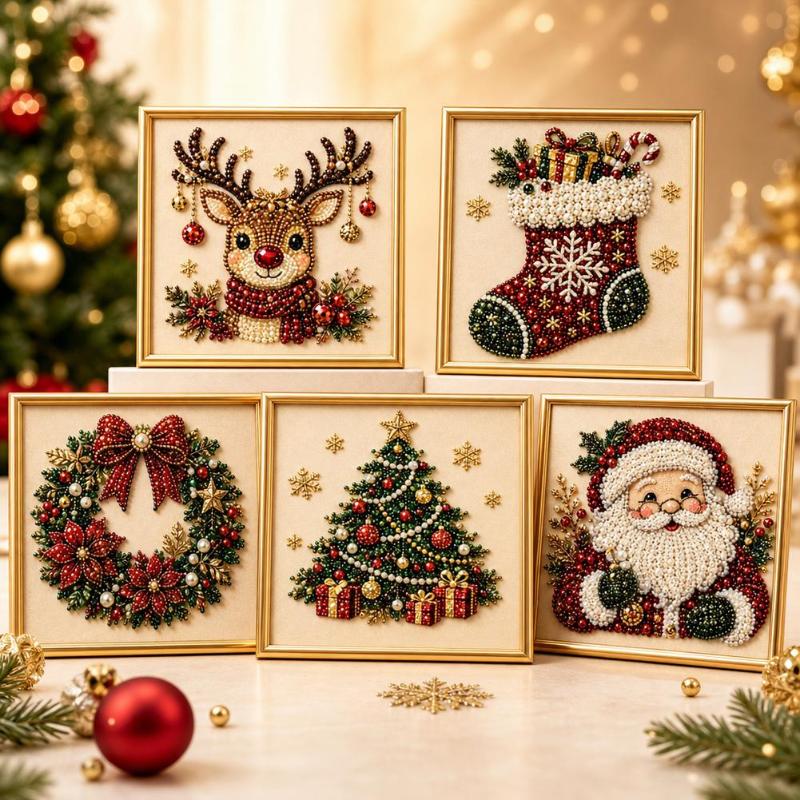 Christmas Santa Pearl Art DIY  - Embroidery Xmas Ornaments review and price